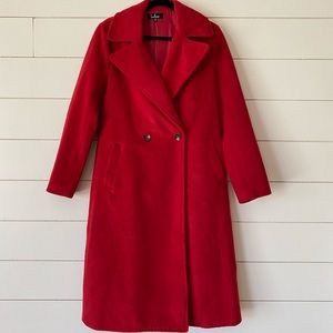 Lulu's Jackets & Coats - Red Brushed Wool Coat Lulu's Jackets & Coats - Red Brushed Wool Coat
